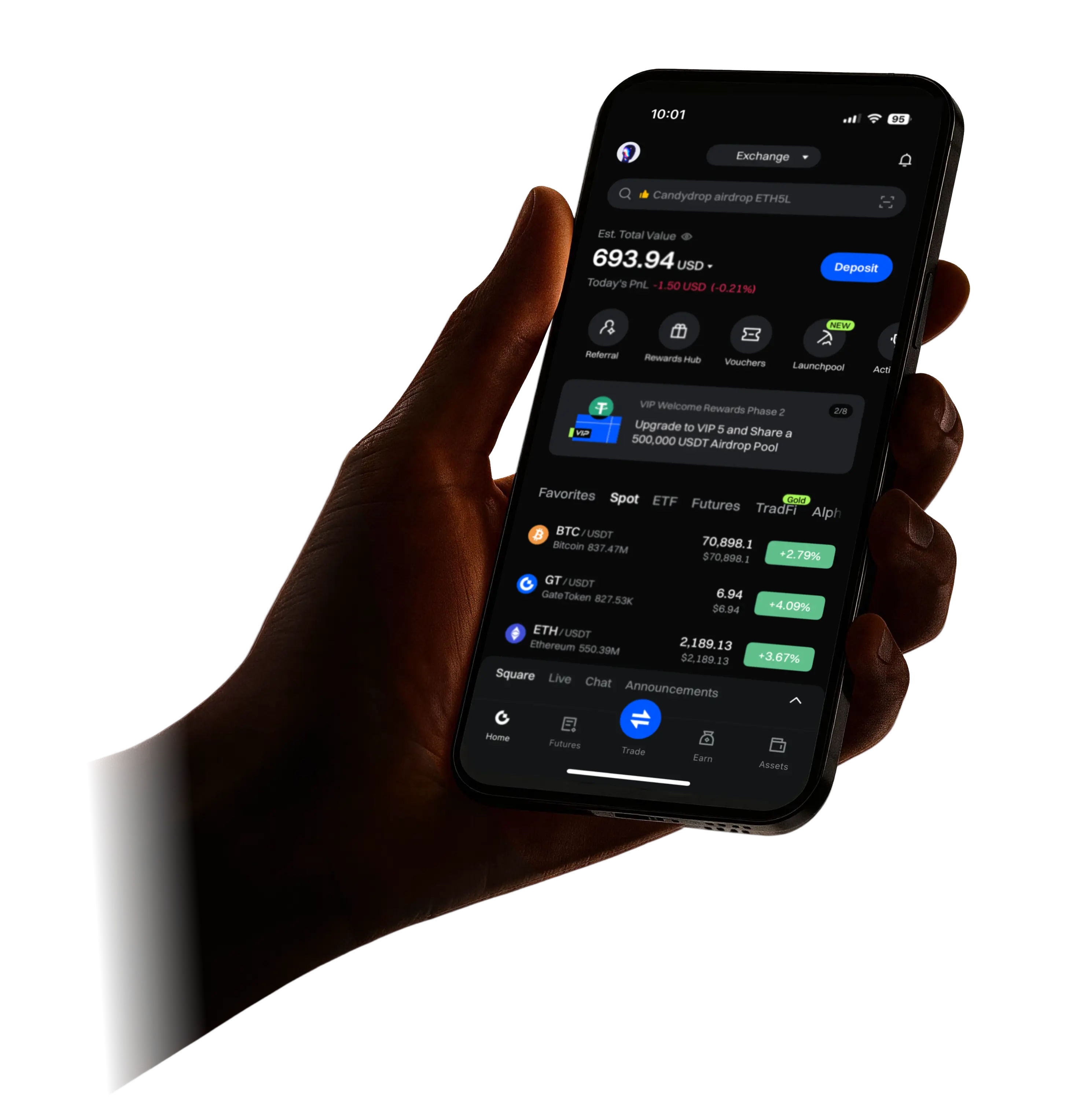 Gate App 产品展示图，实际界面以当前应用为准